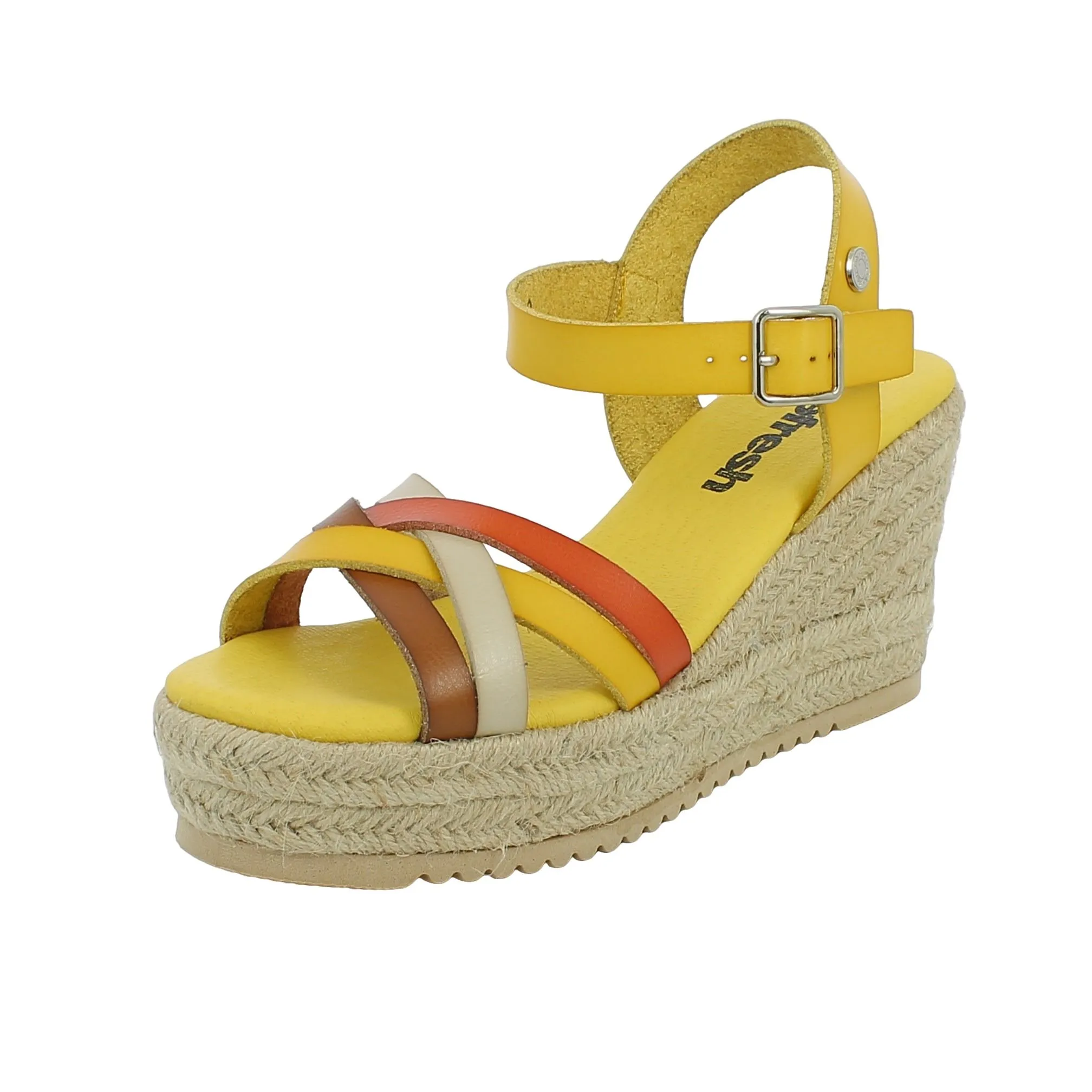 Refresh  Sandalo giallo con zeppa in corda 