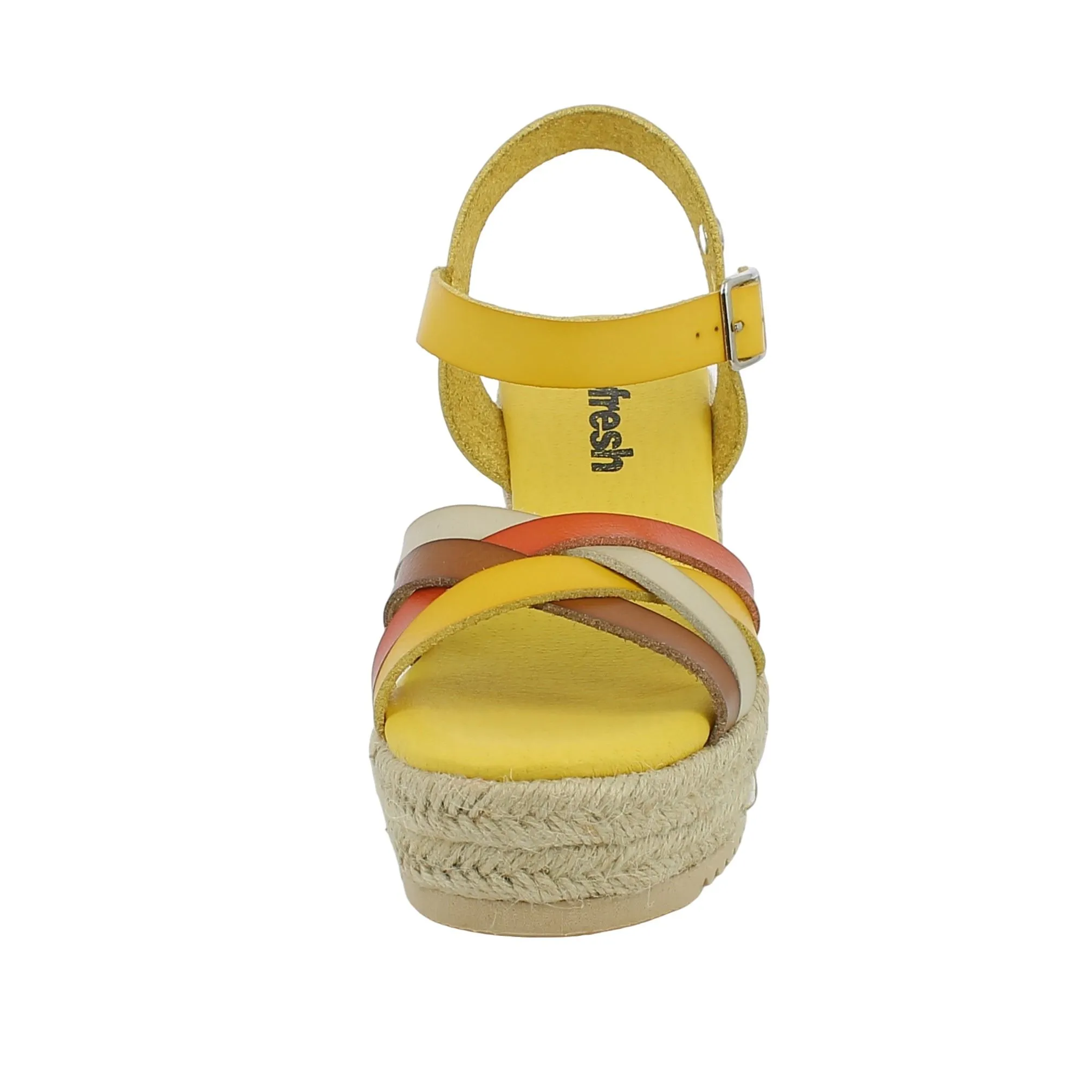 Refresh  Sandalo giallo con zeppa in corda 
