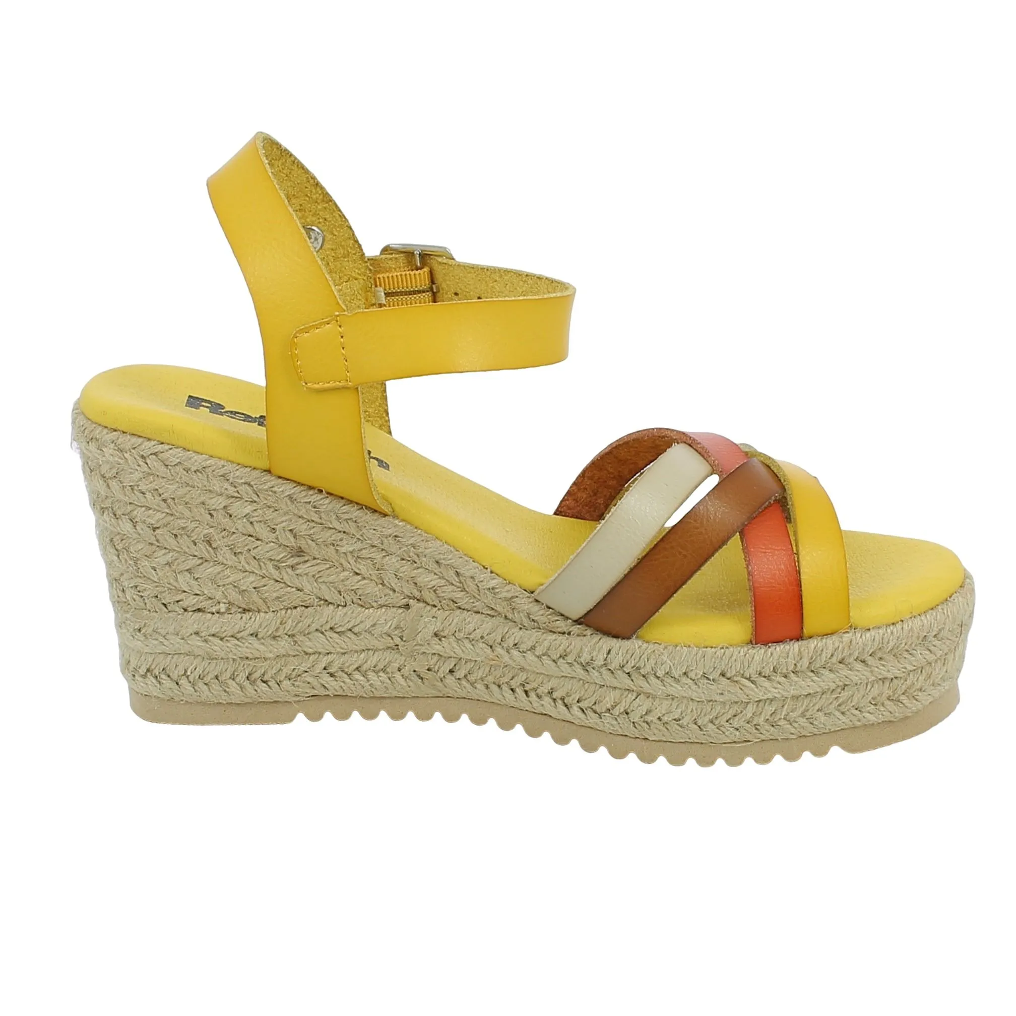 Refresh  Sandalo giallo con zeppa in corda 