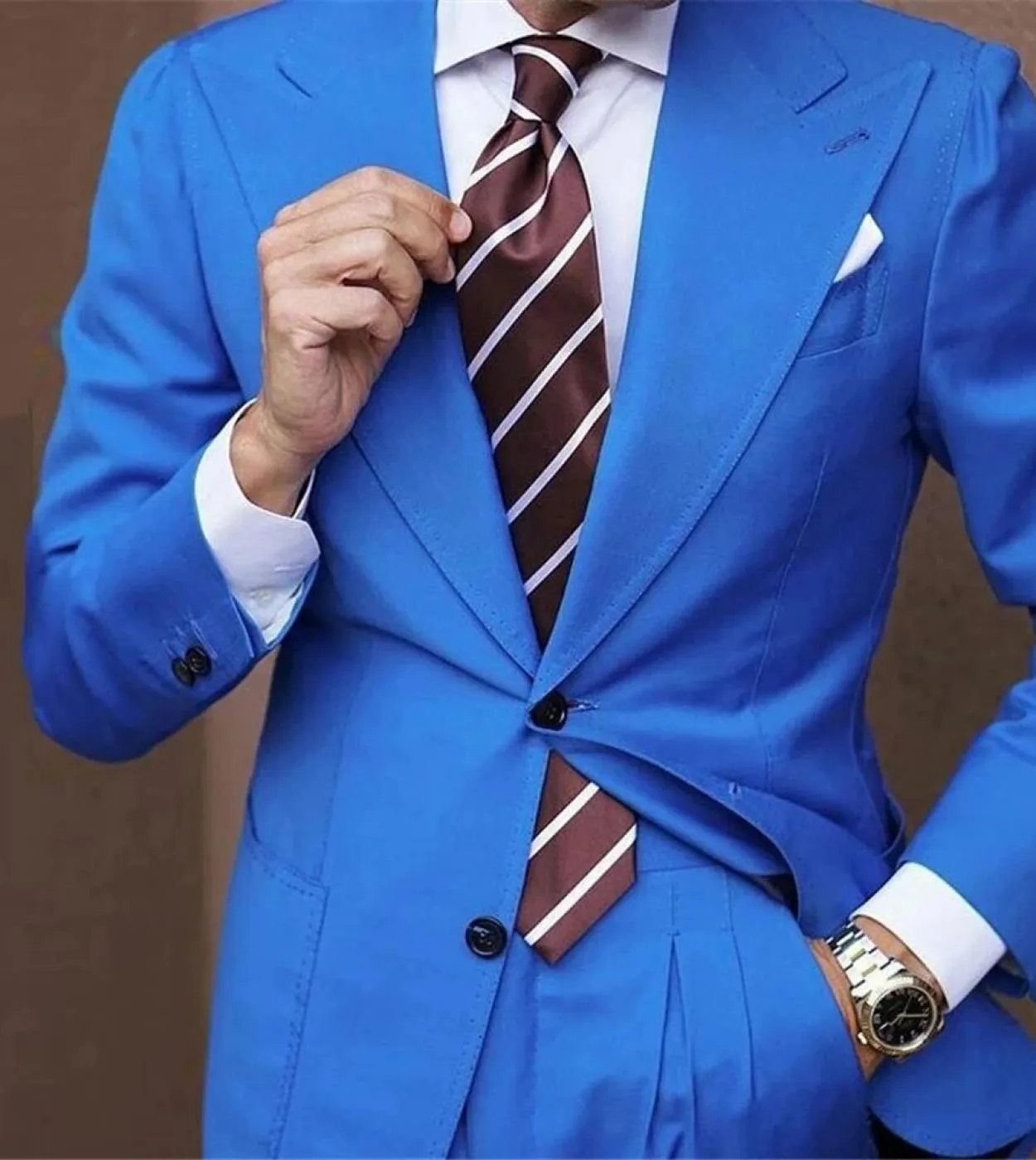 Royal Blue Picco Risvolto Due Bottoni Abiti Da Uomo Costume Homme Wedding Smoking Terno Masculino Slim Fit Blazer 2 Pc Giacca Pa