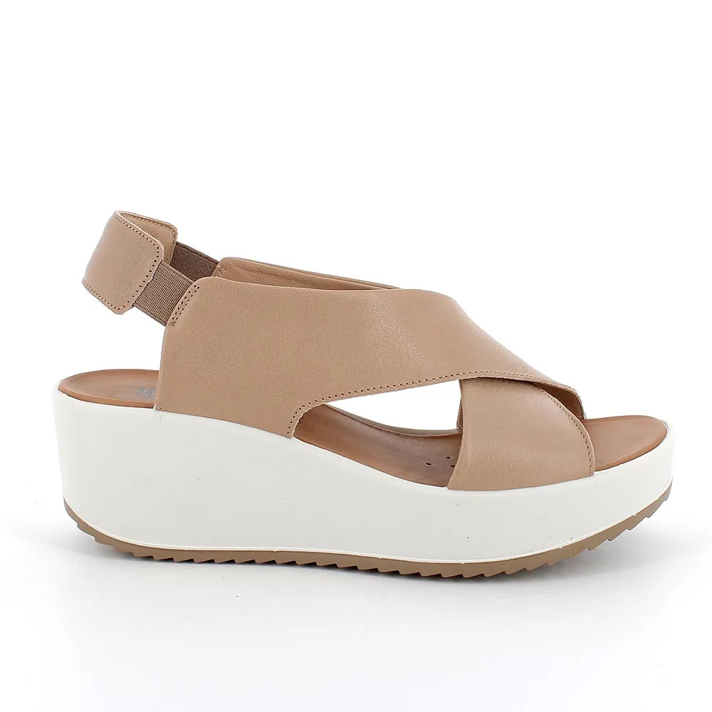 Sandali con zeppa in pelle da donna corda