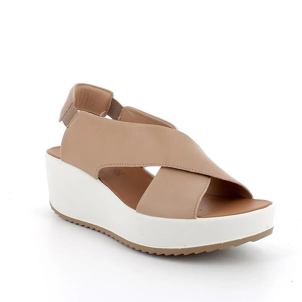 Sandali con zeppa in pelle da donna corda