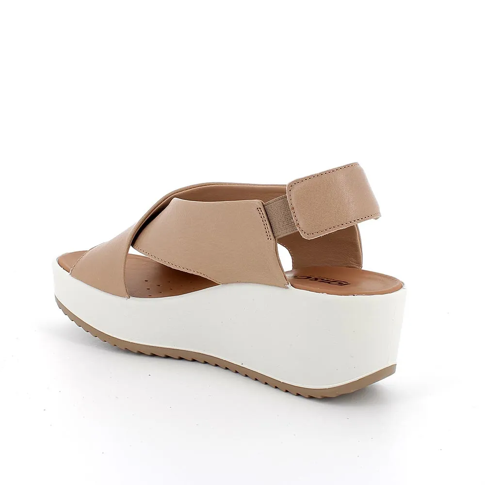 Sandali con zeppa in pelle da donna corda