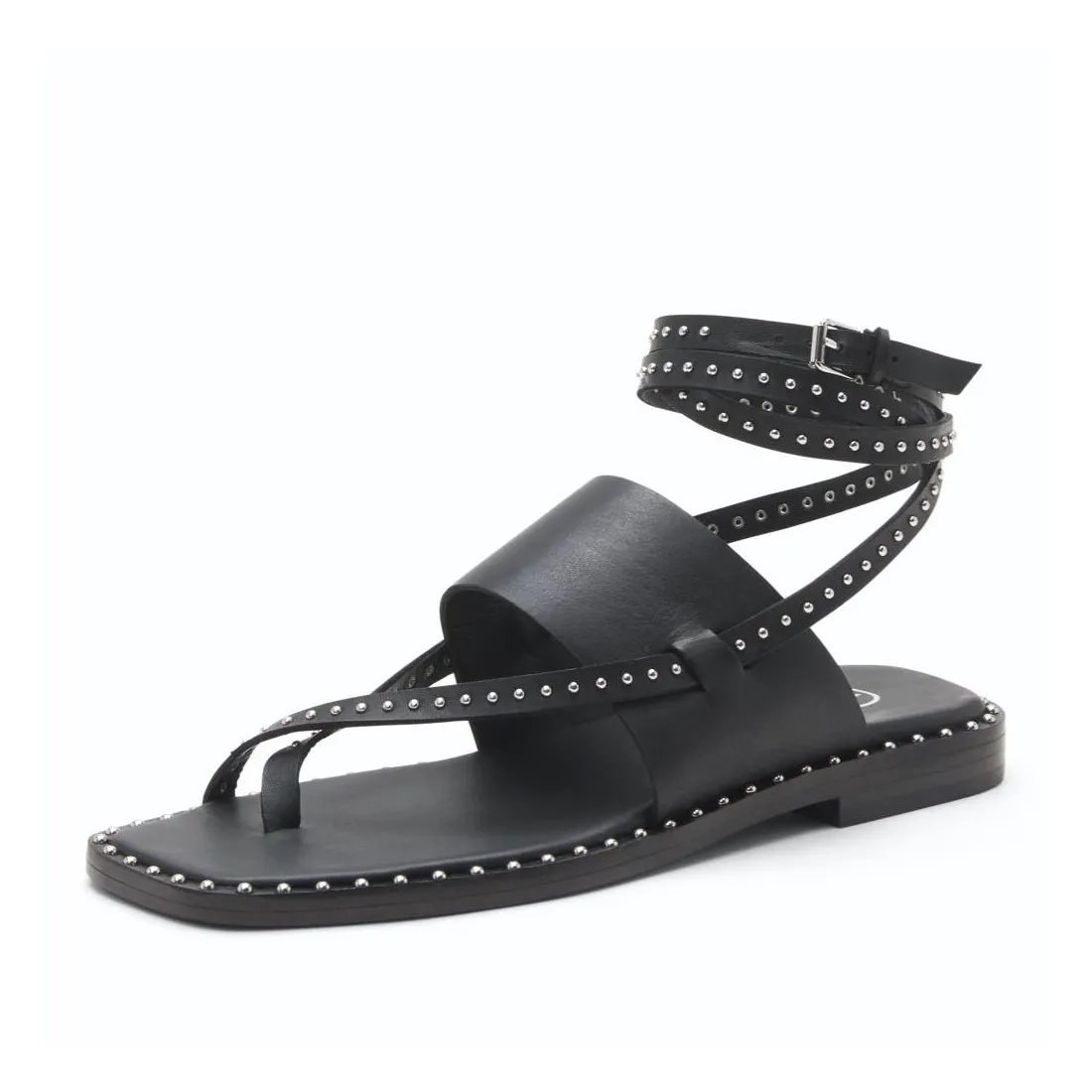 Sandalo gladiatore Ash Medusa Stud in pelle nera con borchie