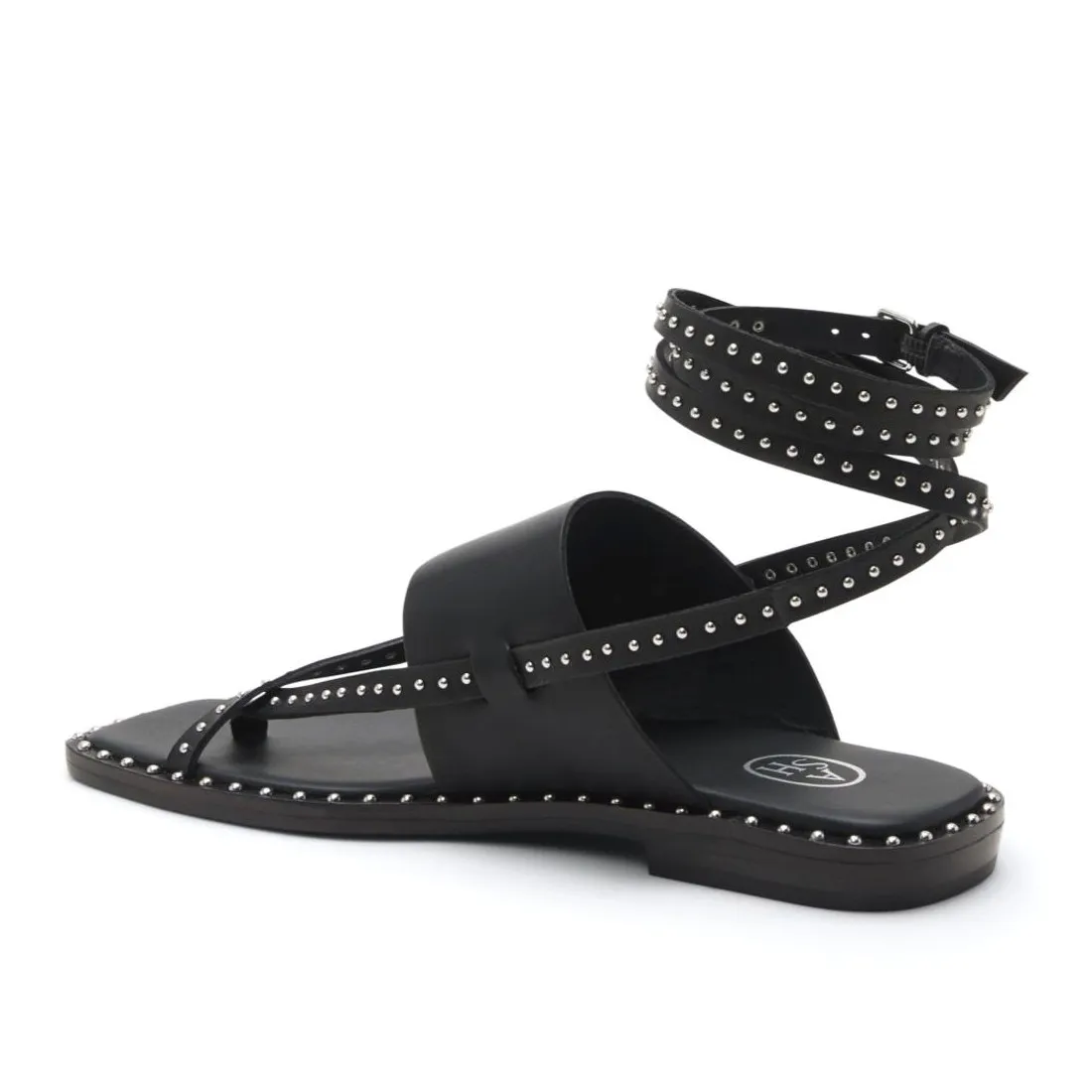Sandalo gladiatore Ash Medusa Stud in pelle nera con borchie