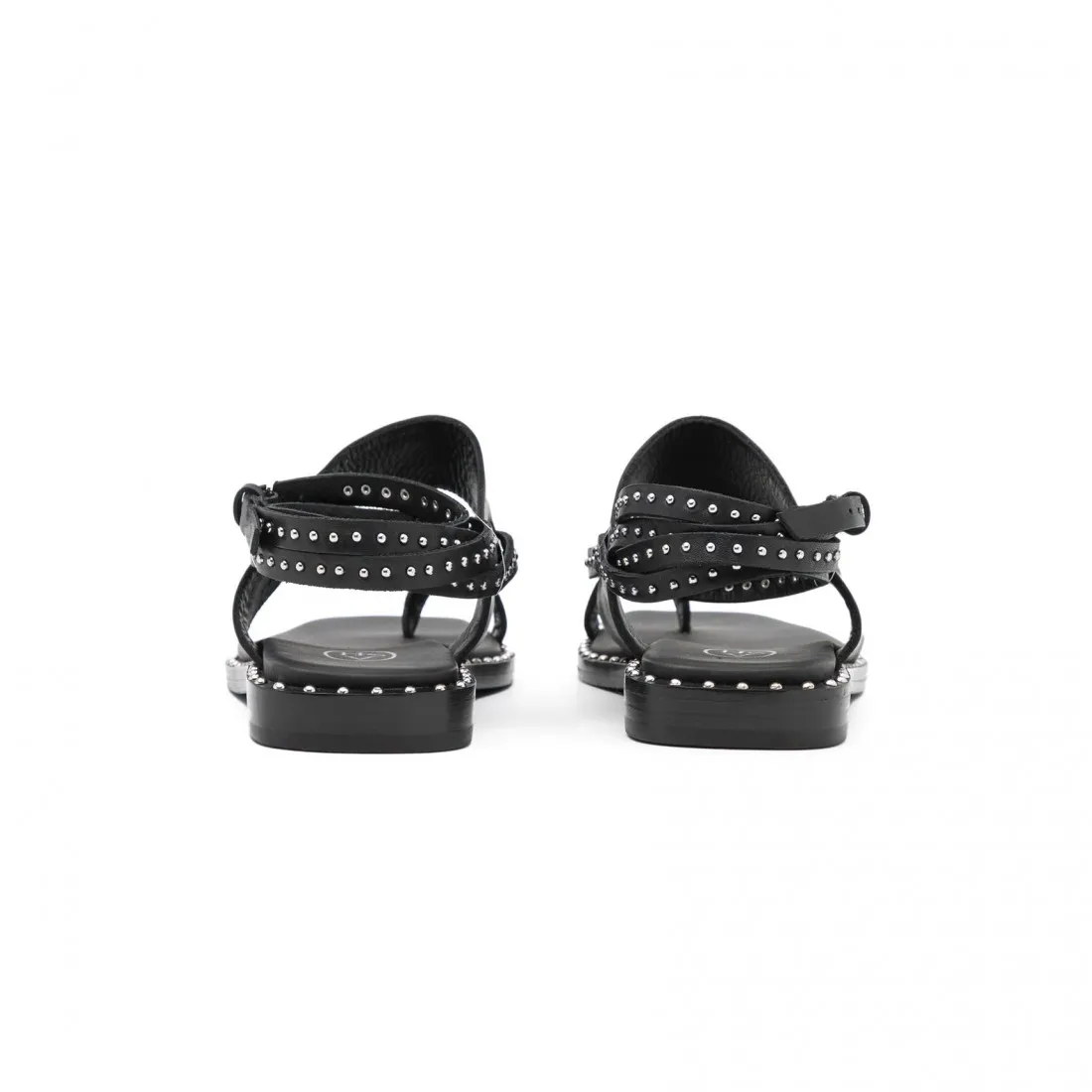 Sandalo gladiatore Ash Medusa Stud in pelle nera con borchie