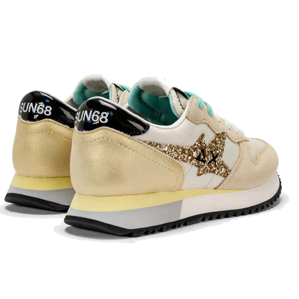 Scarpe Donna Sun68 Sneakers Stargirl Glitter Logo Colore Bianco Panna - Z34211