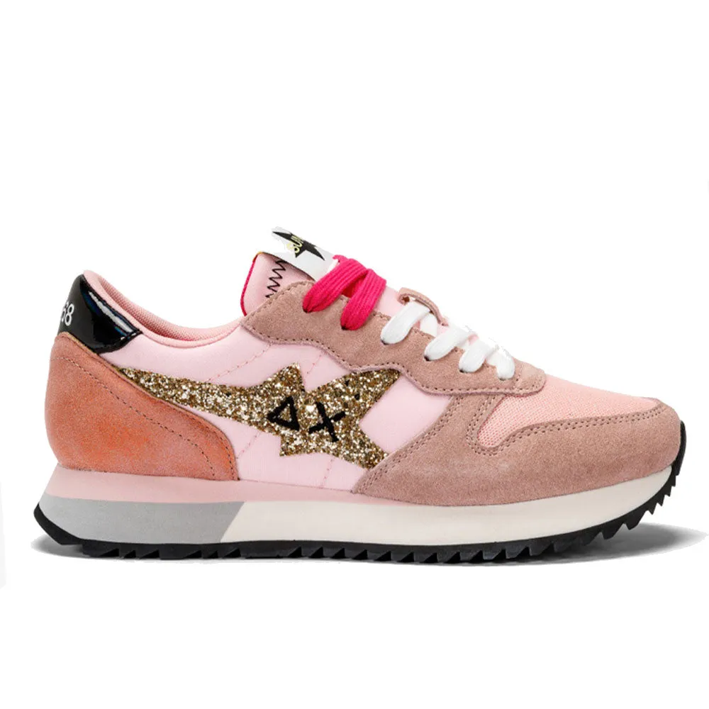 Scarpe Donna Sun68 Sneakers Stargirl Glitter Logo Colore Rosa - Z34211