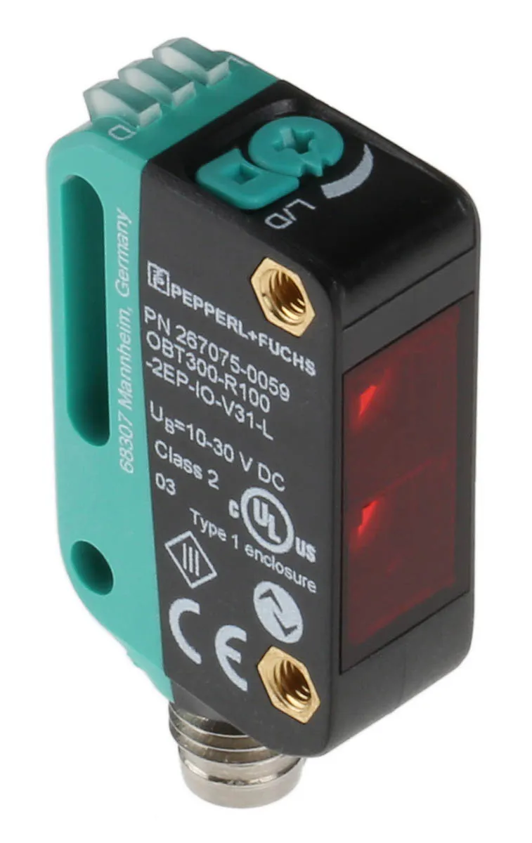 Sensore fotoelettrico Rettangolare Pepperl + Fuchs, a soppressione di sfondo, rilevamento 7 mm → 300 mm, uscita