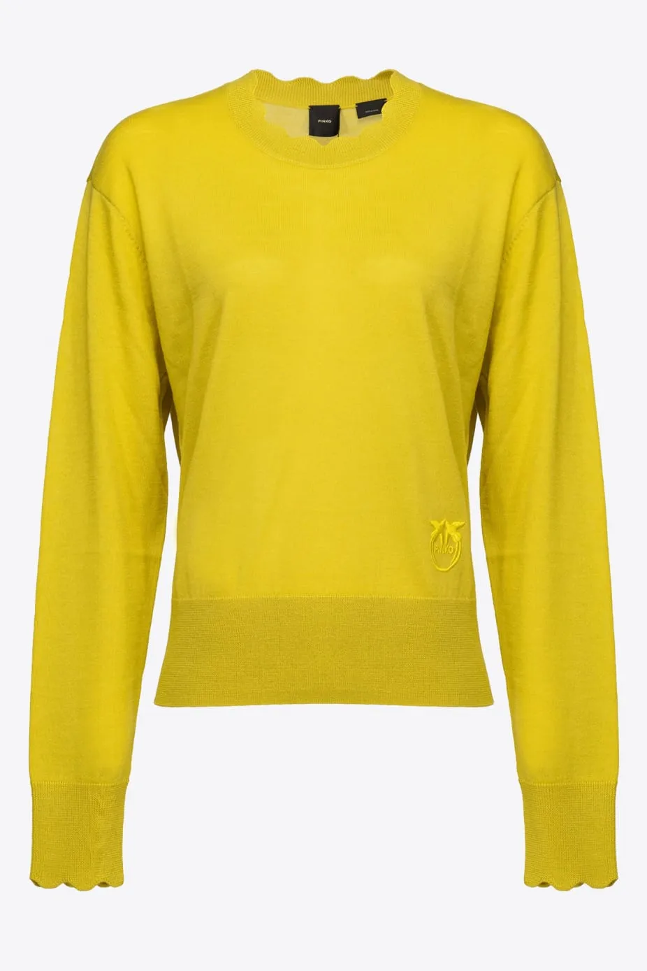 Shirt with Love Birds Embroidery Pinko / Yellow
