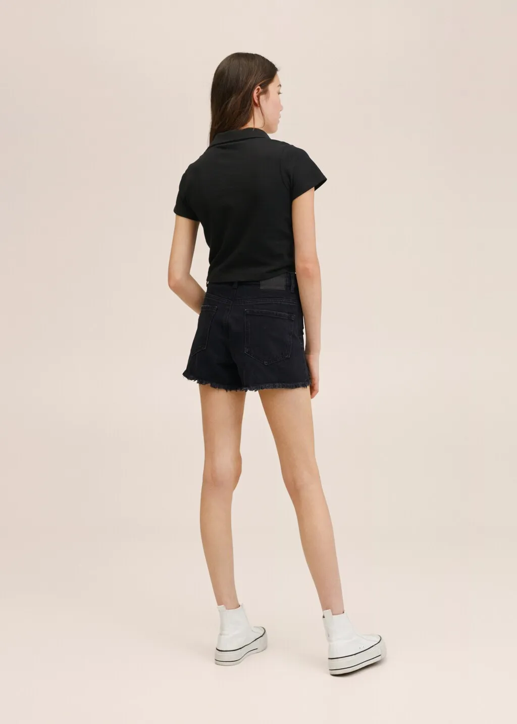 Short denim strappi decorativi