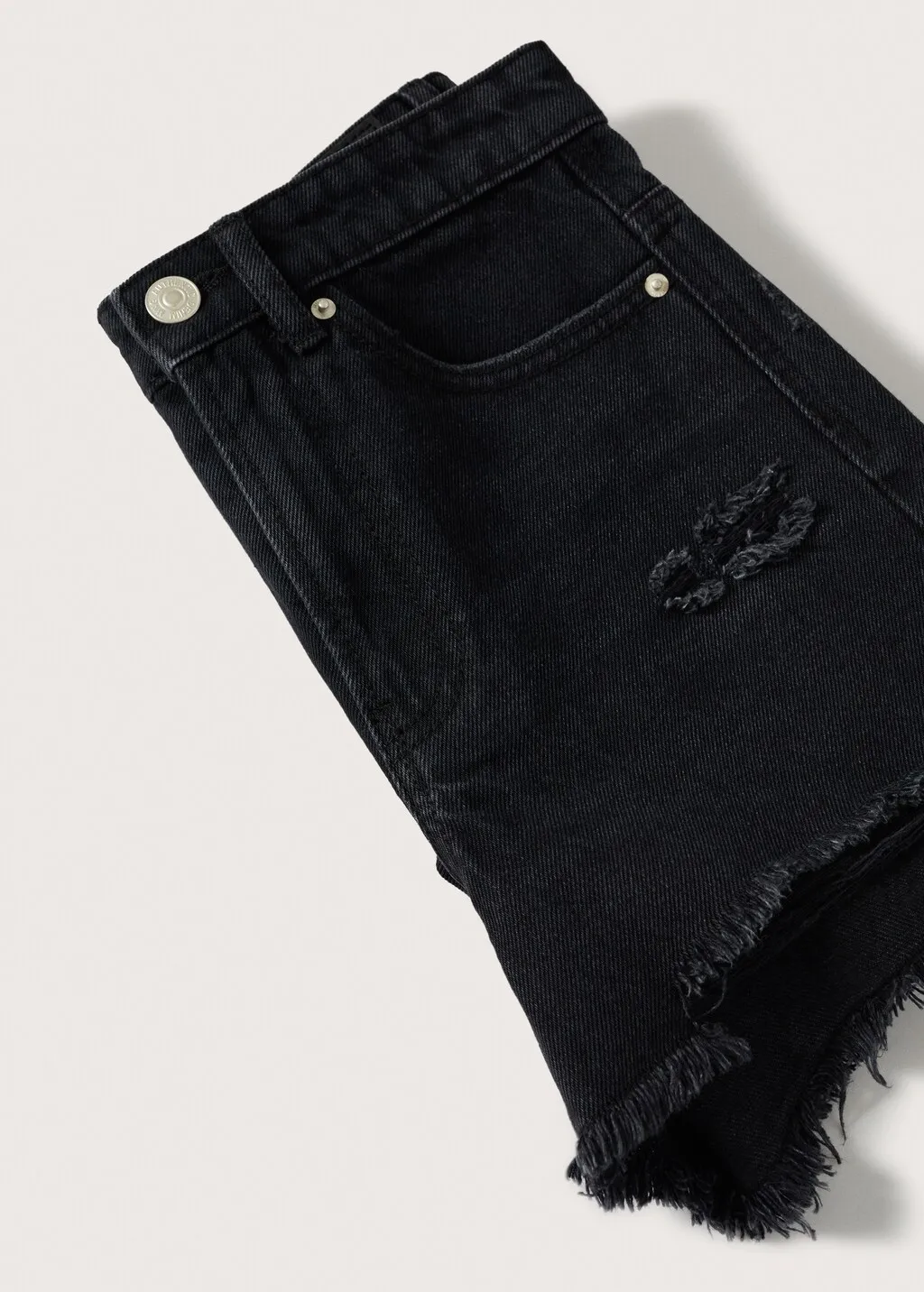 Short denim strappi decorativi