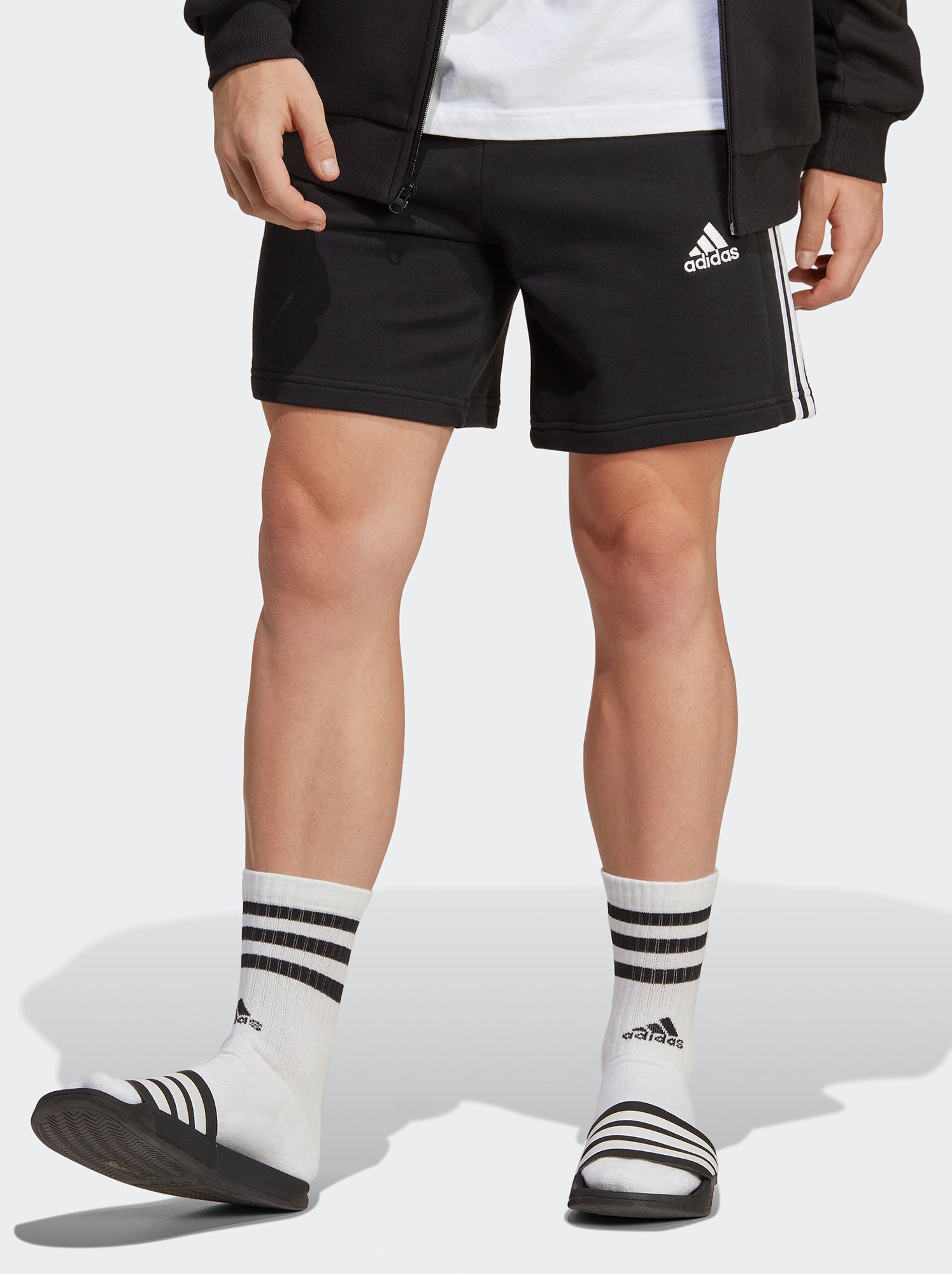 Shorts in french terry 'adidas' - NERO