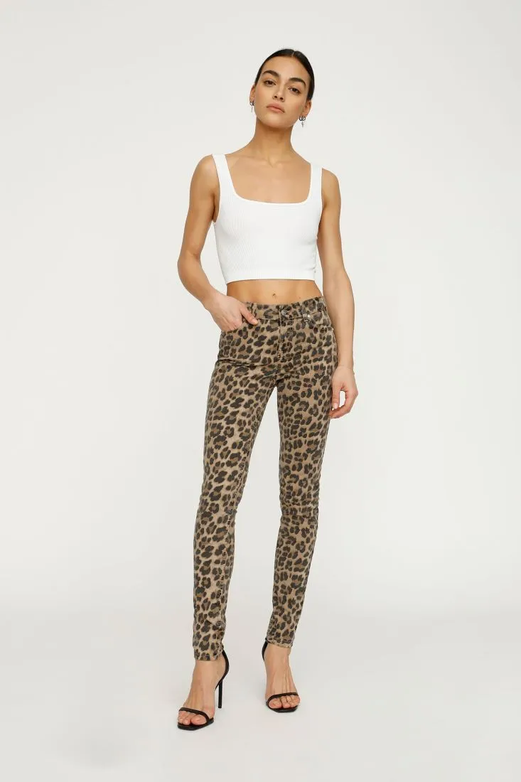  Slim-fit trousers with animal print    