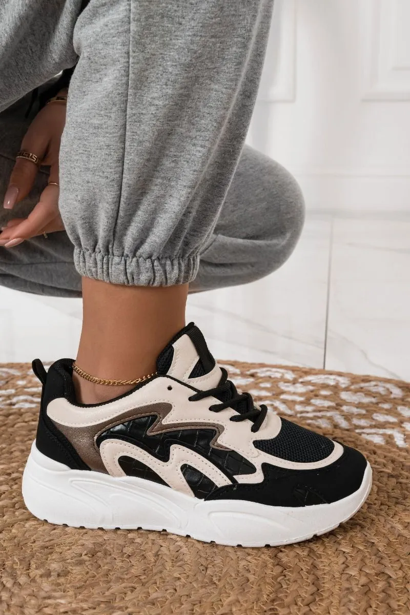 Sneakers con onde beige Nere