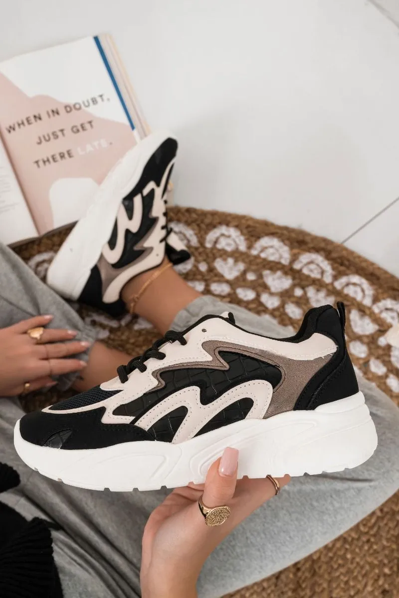 Sneakers con onde beige Nere
