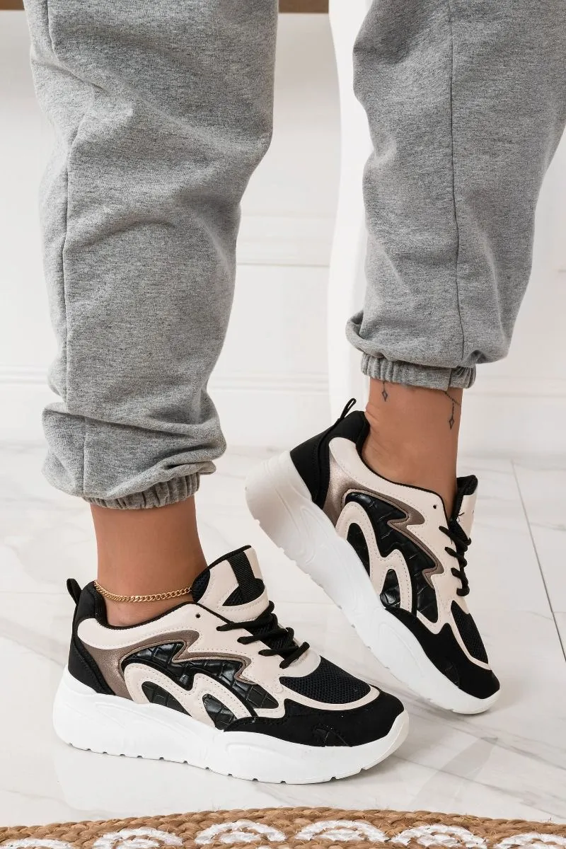 Sneakers con onde beige Nere