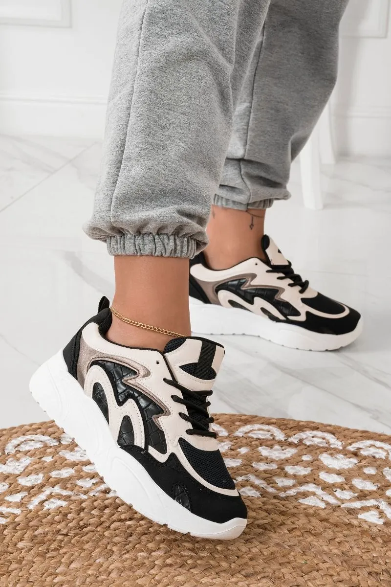 Sneakers con onde beige Nere