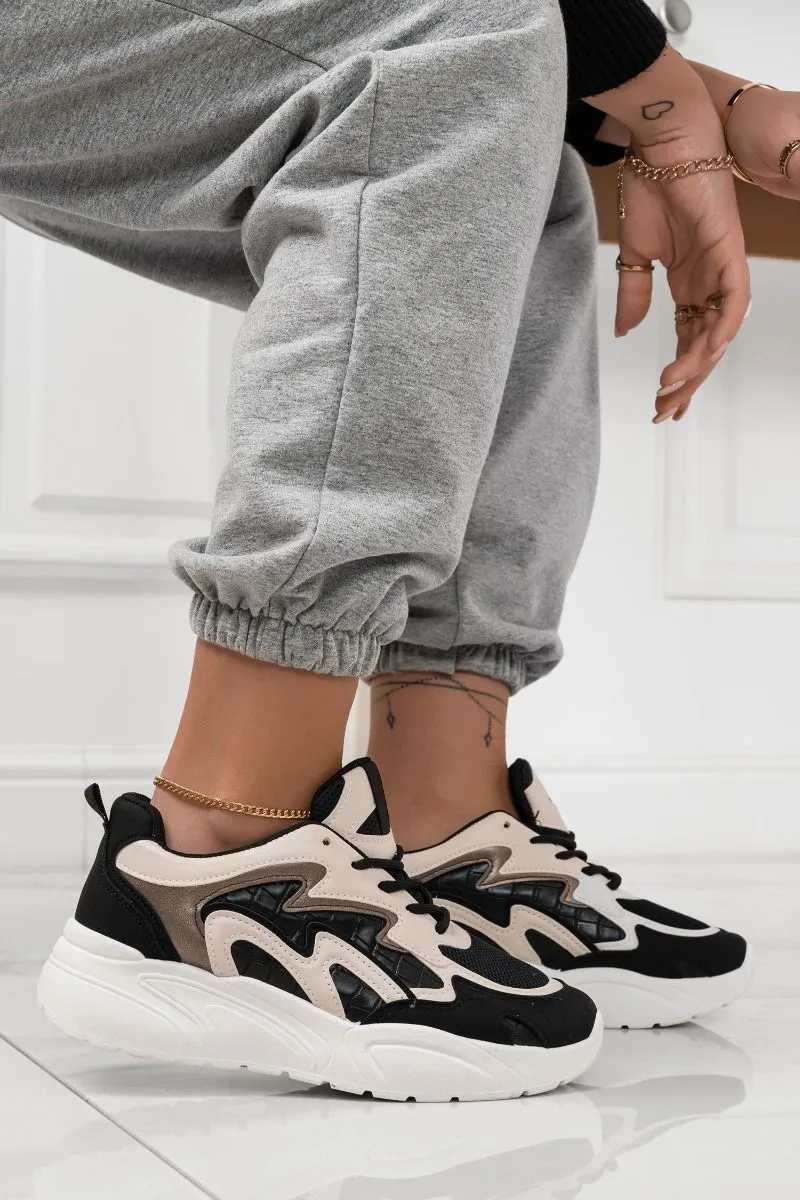 Sneakers con onde beige Nere