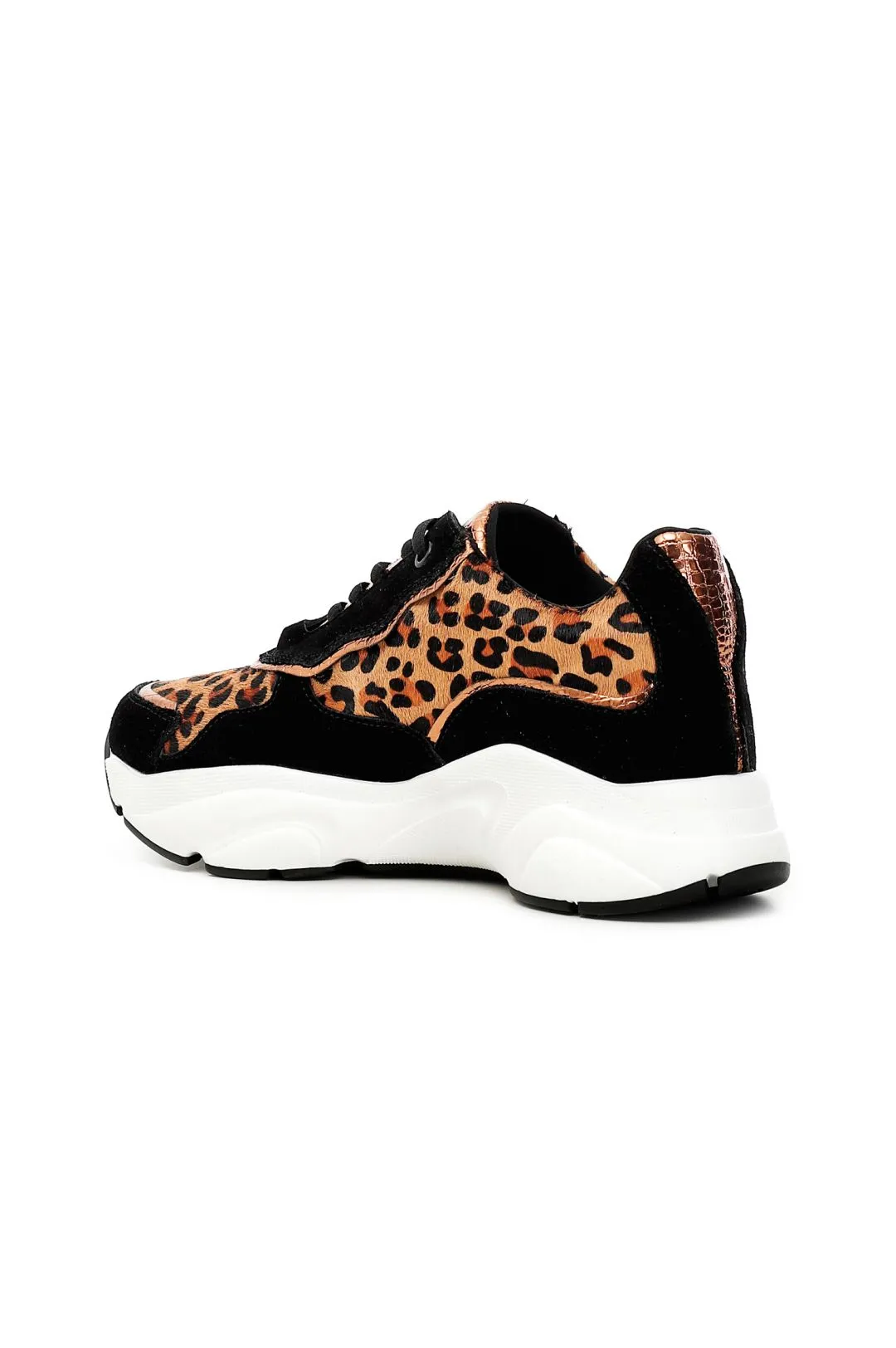 sneakers in pelle scamosciata e cavallino maculato
