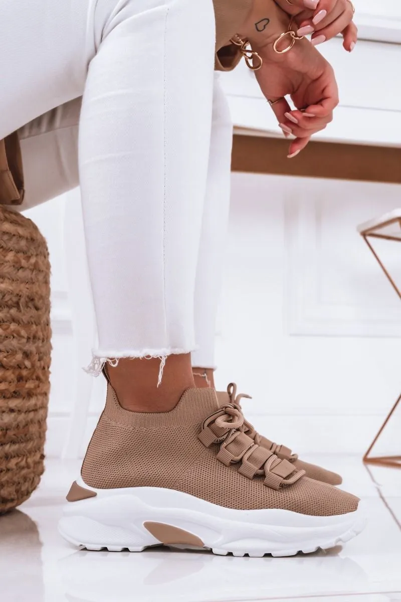 Sneakers in tessuto morbido Camel