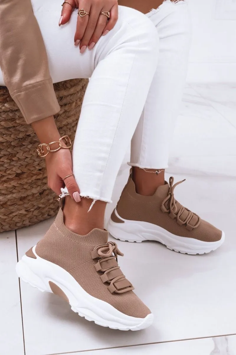 Sneakers in tessuto morbido Camel