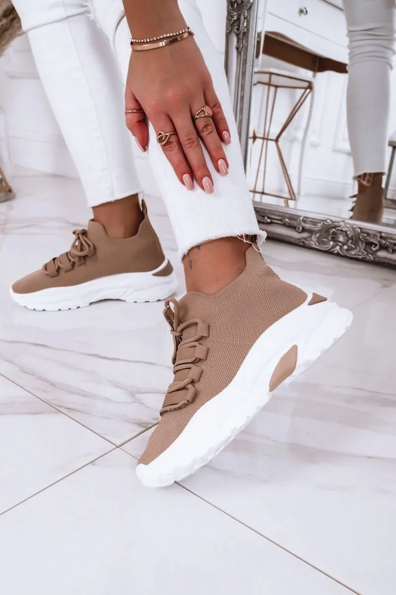 Sneakers in tessuto morbido Camel