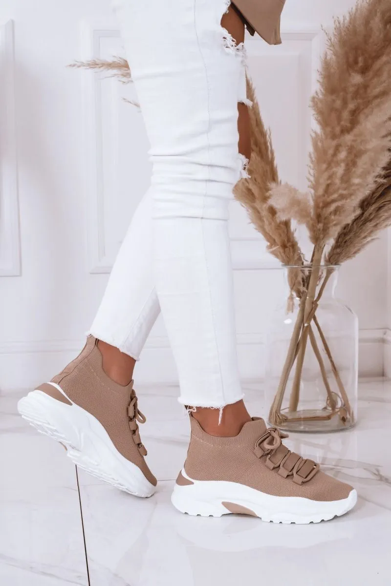 Sneakers in tessuto morbido Camel