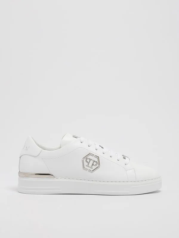 Sneakers uomo Philipp Plein Lo-Top Hexagon in pelle Bianco