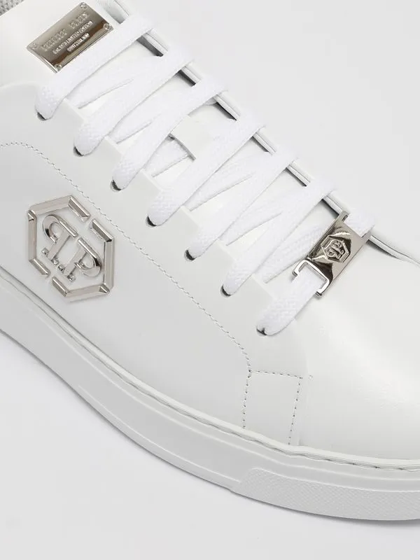 Sneakers uomo Philipp Plein Lo-Top Hexagon in pelle Bianco