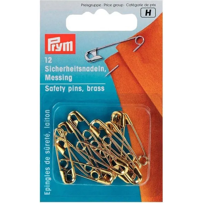 Spille di sicurezza 3,8 cm placcate oro - Prym - 12 unità