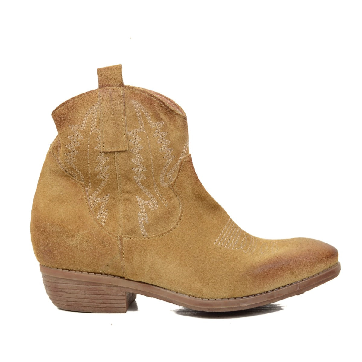 Stivaletti Texani Donna Estivi in Pelle Scamosciata Camel