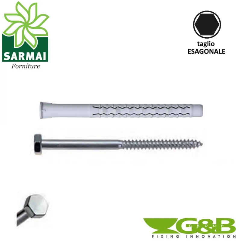 Tasselli G&B GX-L Nylon con vite testa esagonale Acciaio Varie misure