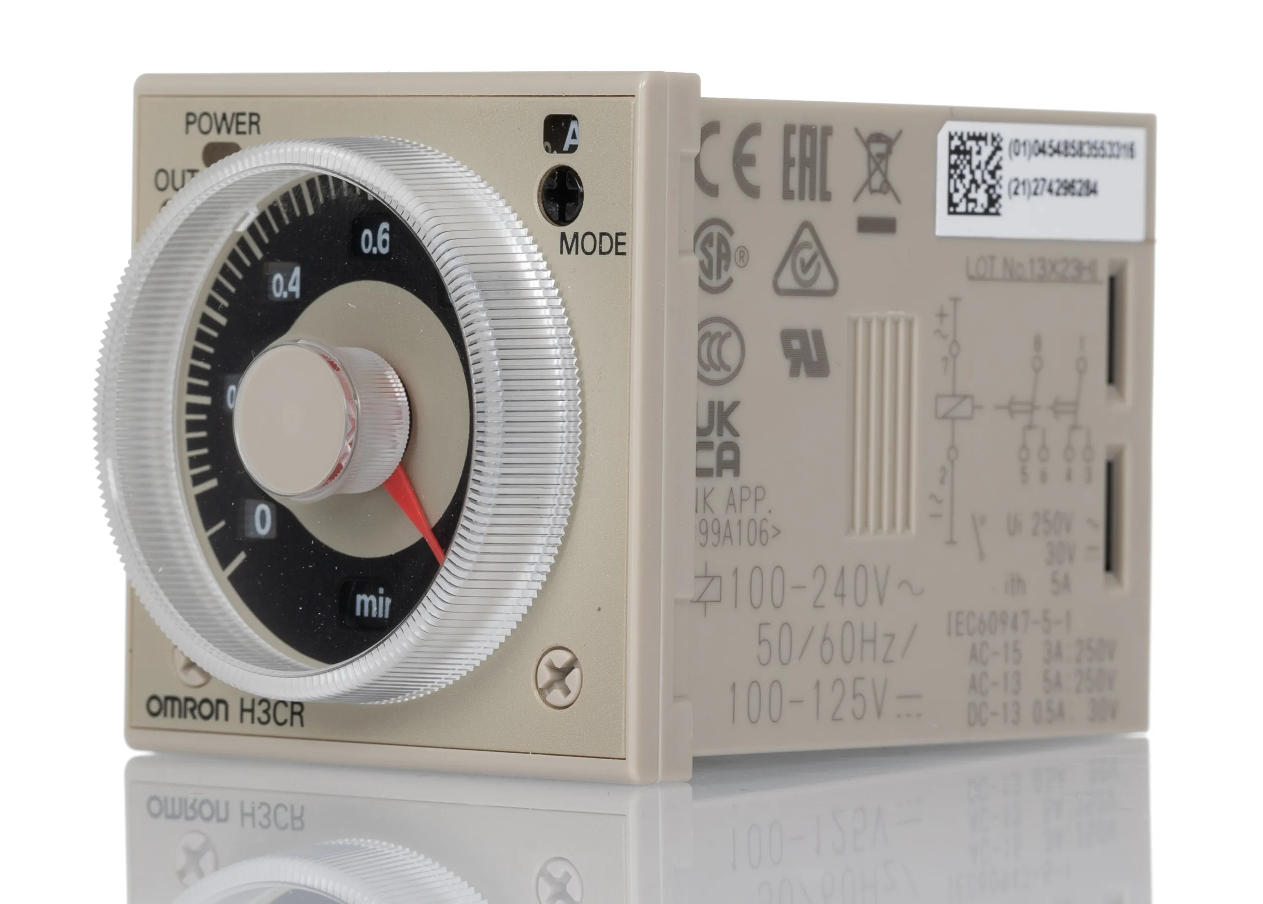 Timer Relay Omron, intervallo 0.05 → 1080000s, 2 poli, DPDT, A innesto