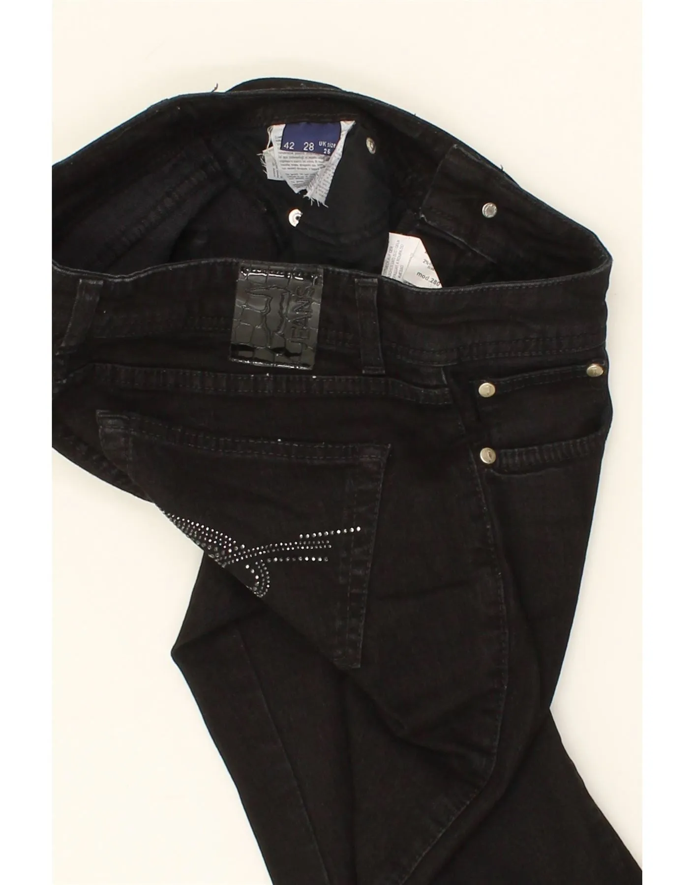 TRUSSARDI Womens Skinny Jeans W26 L26 Black Cotton