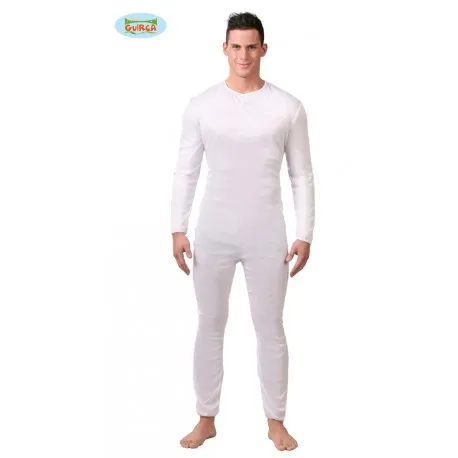 TUTA SPANDEX SUPER ELASTICIZZATA BIANCA TAGLIA L52/54 ADULTO SOTTO VESTITO CARNEVALE HALLOWEEN COD.80788 GUIRCA