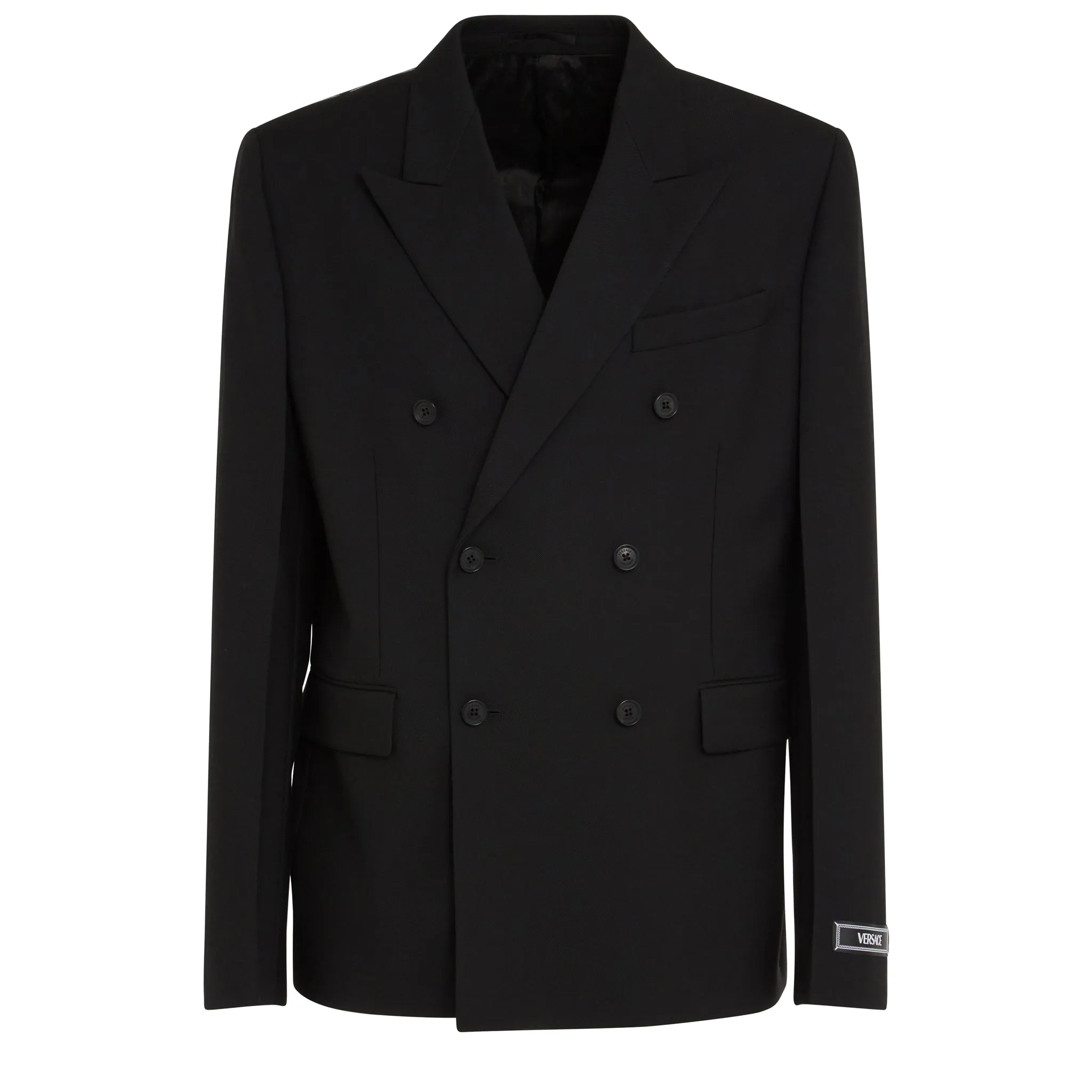 VERSACE  Giacca doppio petto in lana nera