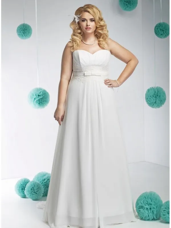 Vestito da Sposa economico Semplice in georgette scivolato con scollo a cuore