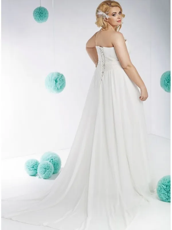 Vestito da Sposa economico Semplice in georgette scivolato con scollo a cuore