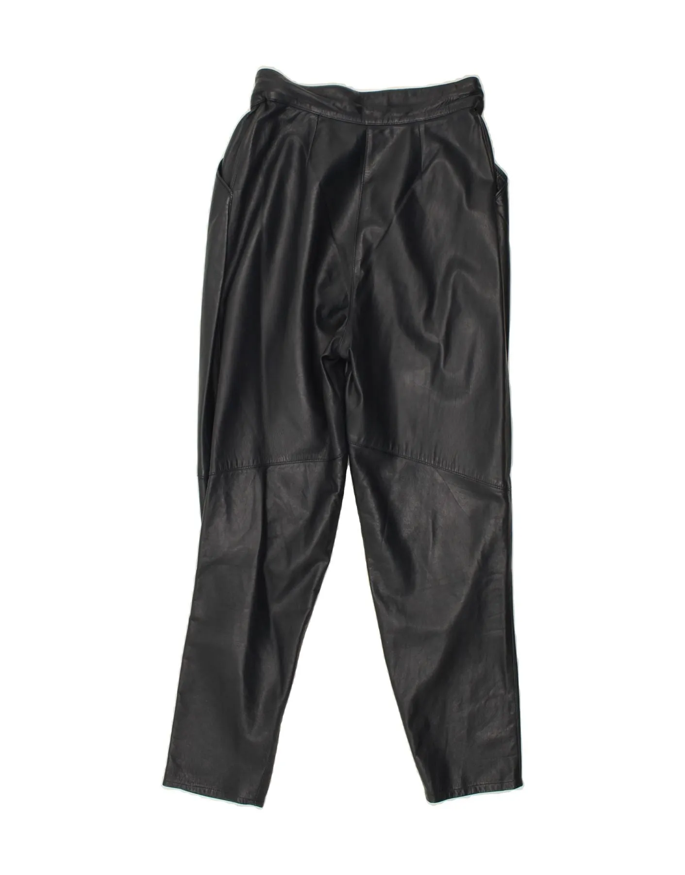 VINTAGE Womens Leather Slim Chino Trousers IT 42 Medium W30 L29 Black
