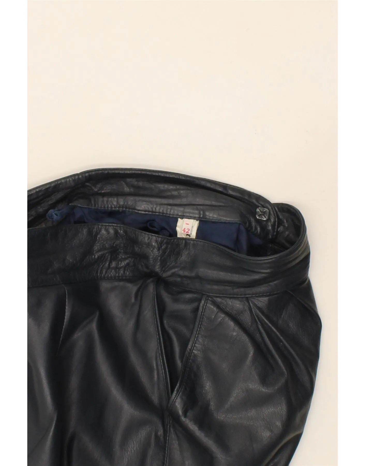 VINTAGE Womens Leather Slim Chino Trousers IT 42 Medium W30 L29 Black