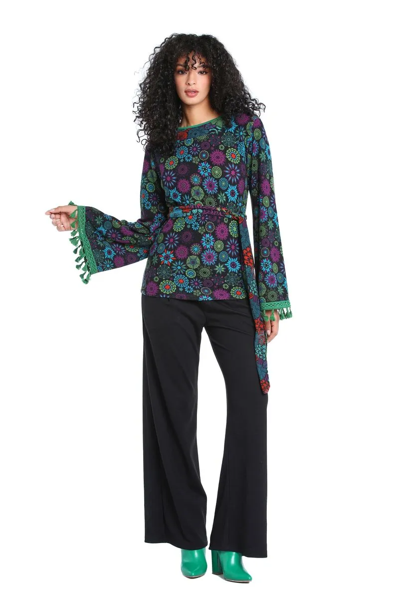 W22T07 - Maglia manica svasata Flower Child Baba Design