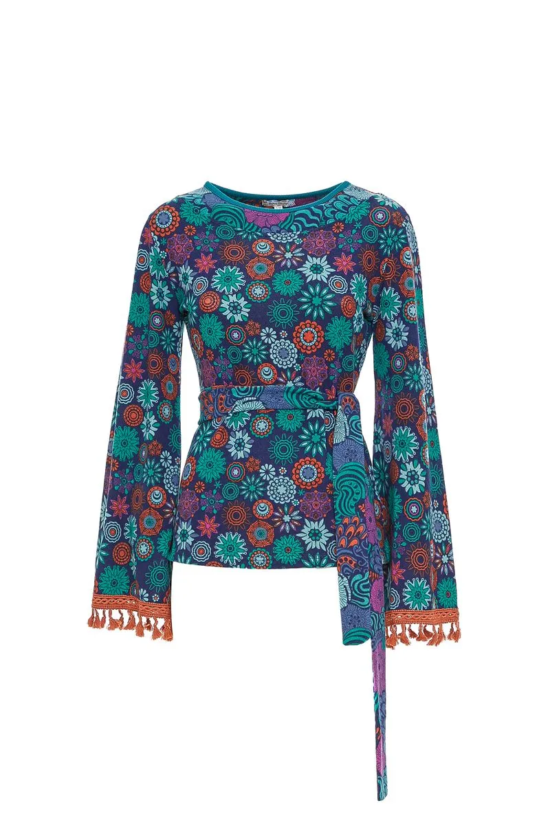 W22T07 - Maglia manica svasata Flower Child Baba Design