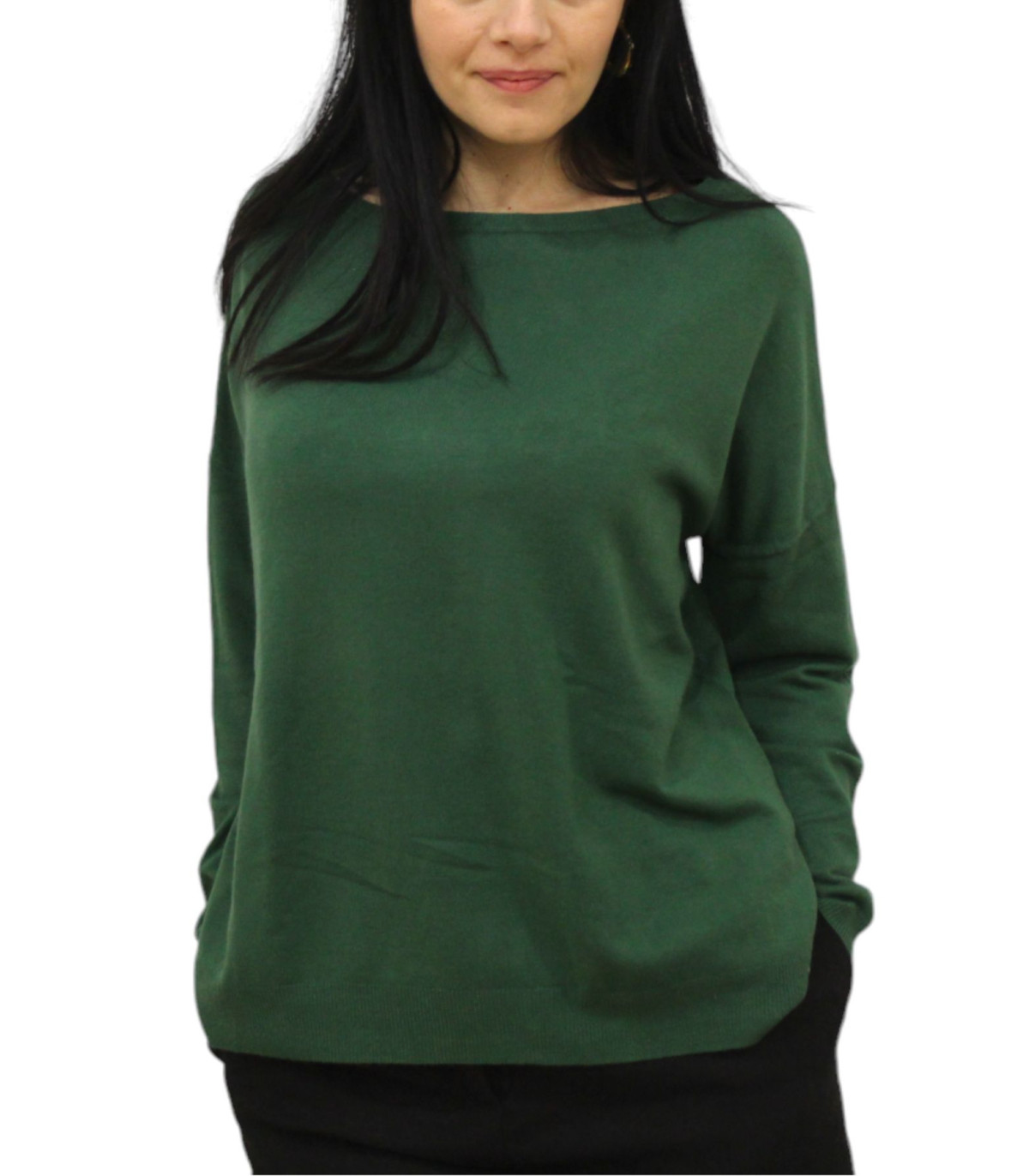 White Wise Donna Maglione Scollo A Barca Oversize