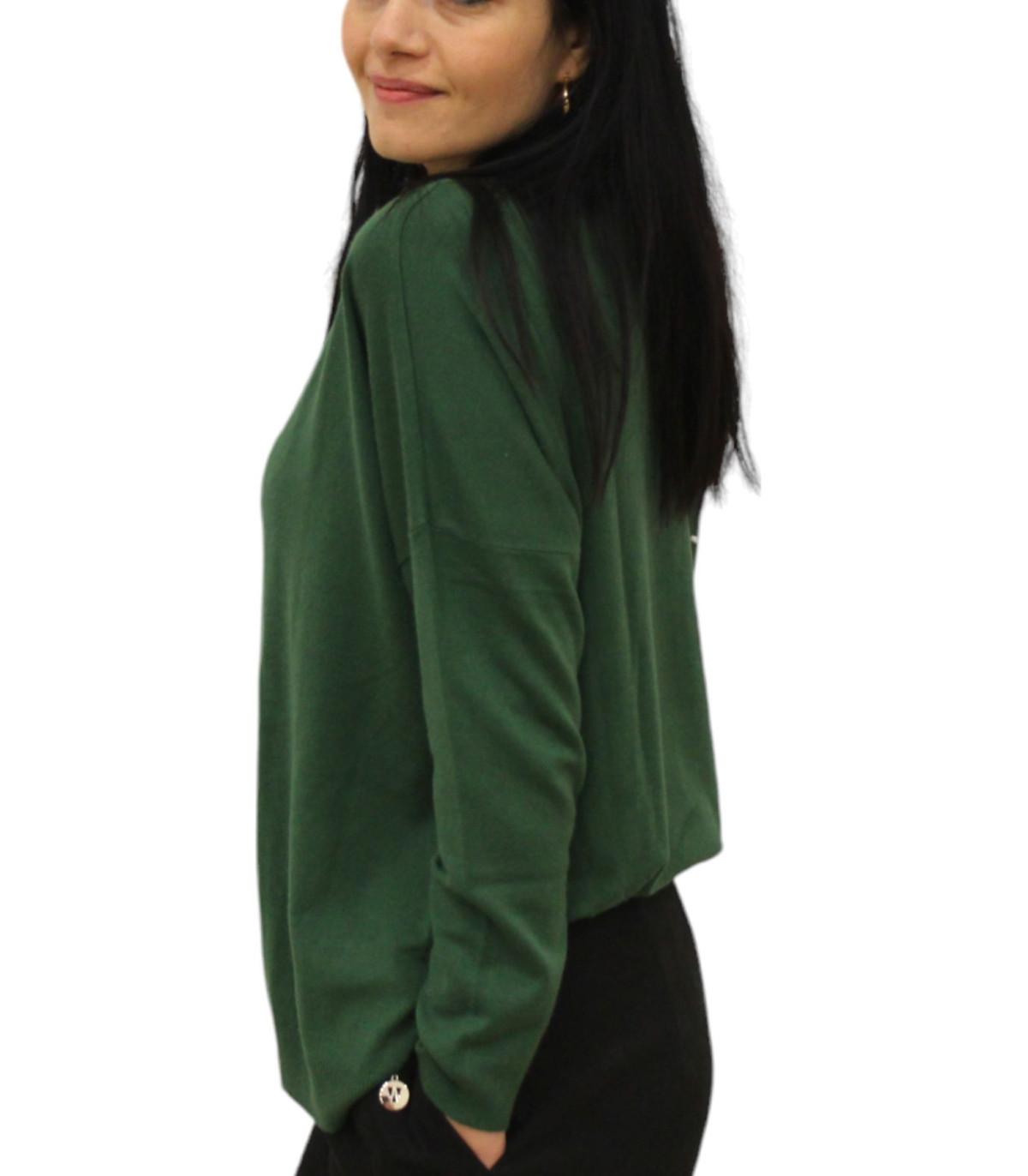 White Wise Donna Maglione Scollo A Barca Oversize