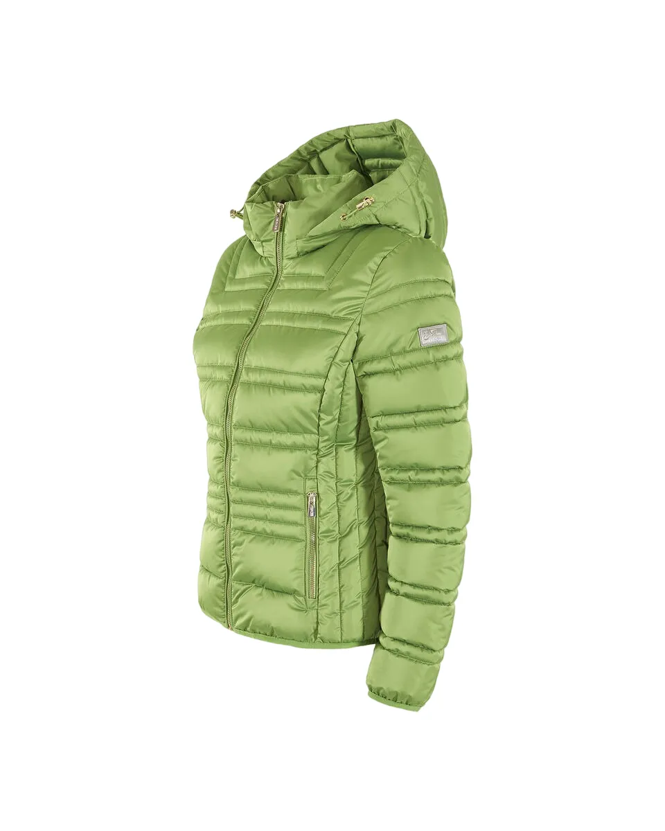 Yes Zee women's quilted down jacket with hood J007 M800 0900 green